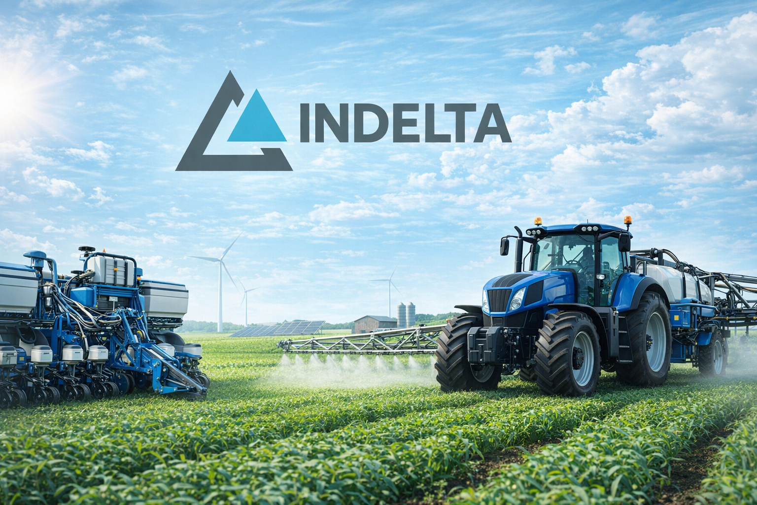 Agricultural tractor in field