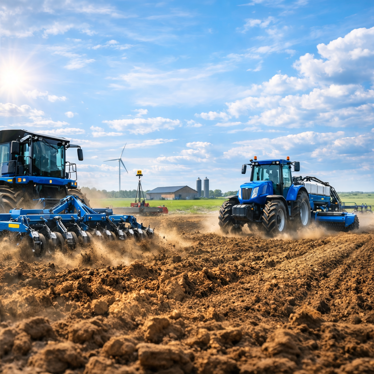 Agricultural tractor in field